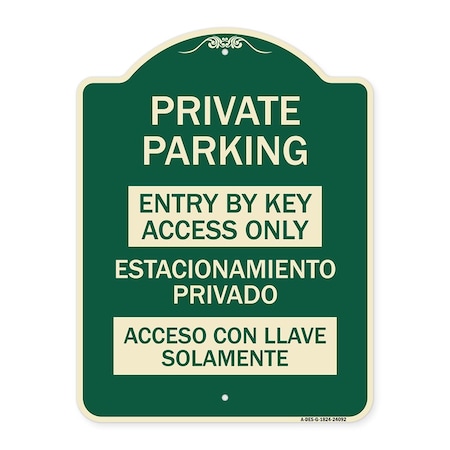 Signmission Entry by Key Access Estacionamiento Privado Acceso Con Llave Solamente Alum, 24" H, G-1824-24092 A-DES-G-1824-24092